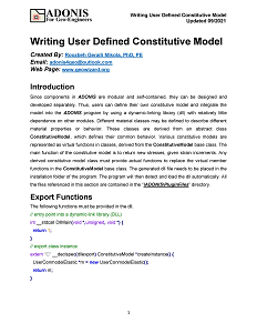 Writing User Defined Constitutive Model